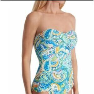 Lauren Ralph Lauren Carnivale Paisley Multiway Tankini Top Sz 6 Tropical Bright